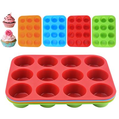 China Amazon Sustainable Success Non Stick Silicone 12 Hole Cake Mold Cake Mold Chocolate Soap Mold Bakeware 114 for sale