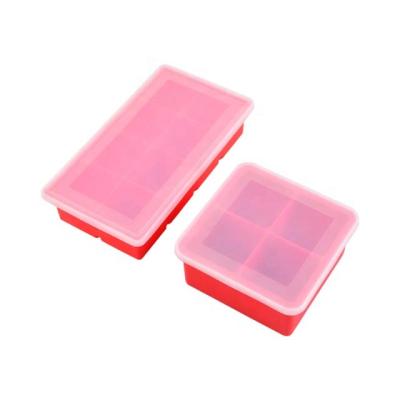 China Viable Wholesale Silicone 8 Holes 4 Holes Silicon Mold Ice Cube Trays With Lids Ice Cube Mold For Whiskey Storage Cocktail for sale