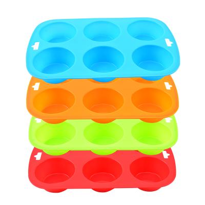 China 2021 Sustainable Amazon Success Silicone 6 Cups Non-Stick Cake Molds Muffin Cup Baking Cup for sale