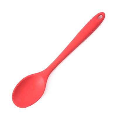 China Viable Wholesale China Kitchenware Manufacture Kids Cooking Long Spoons Portable Purple Cute Round Silicone for sale