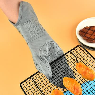 China Wholesale Modern Multifunctional Gray Heat Insulated BBQ Gloves Silicone Heat Resistant BBQ Gloves Protective Pot Holder for sale