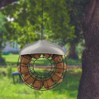 China Non-automatic Outdoor Automatic Metal Mesh Bird Feeder for Outdoor or Garden Hanging Ring Ball Suet Feeder Metal Iron Bird Feeder for sale