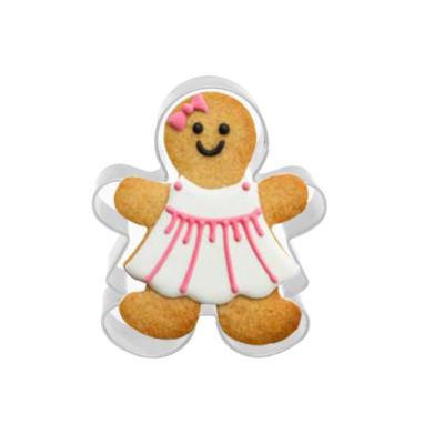 China Sustainable Wholesale Christmas Gingerbread Man Form Stainless Steel Cookie Baking Mold for sale