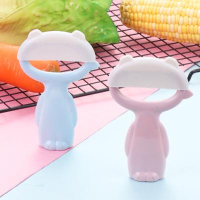 China Viable Cat-ear 3-in-1 Peeler with Hat Pink Plastic Grater Portable Fruit, Potato and Melon Peeler Peeling Knife for sale