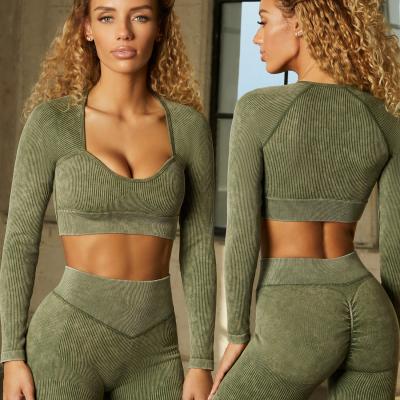 China Antibacterial Gym 2 Piece Set Workout Clothes For Women Sports Bra And Gaiters Set Sports Wear For Women Gym Clothing Yoga Sport Set for sale