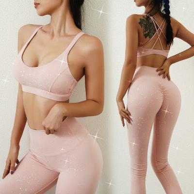 China Antibacterial 2 Pieces Women's Workout Sets Yoga Gym Teams High Waist Seamless Leggings Tracksuits for sale