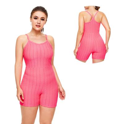 China Pink Women's One Piece Pants Plus Size Anti-Shrink Yoga Clothing Sports Organization Suit Workout Set Gym Overalls for sale