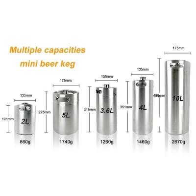 China Reusing Maker Beer Mini Keg 5 L Liter Stainless Steel Keg with Tap Spear Ball Lock Beer Cooler Vibrator Beer Keg for sale