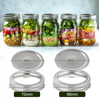 China Mason Jar Lids Regular Mouth Kid Safe Canning Slot Type Lids Sink Proof Mason Jar Screw Lid Silver for sale