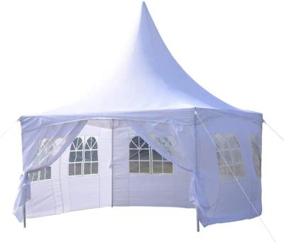 China UV-resistant outdoor aluminum frame knitted fabric pagoda tent for event wedding exhibition for sale