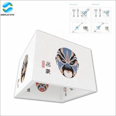 China New Eco - Friendly Style Double Sided Frame Cube Type Hanging Fabric Led Light Box For Display for sale