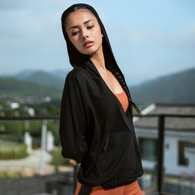 China New Arrivals QUICK DRY Loose Fit Yoga Solid Fitness Gym Sportswear Sheath Long Tight Quick Dry Women's Hoodies for sale