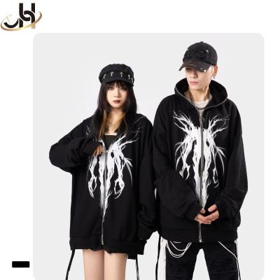 China Hot Sale New Design Anti-Wrinkle Scam Capucha Y Cremallera Spring JH Sudadera Couples Fashion Pullover Vintage Graphic Zip Up Hoodie for sale