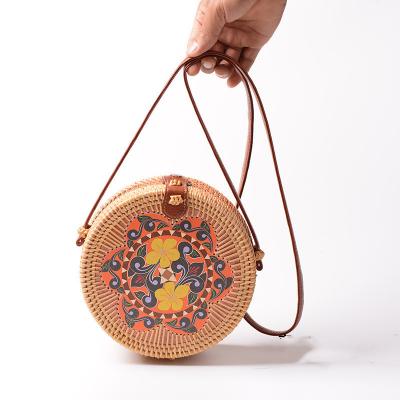 China Handbag New Bali Printing Summer Beach Rattan Handmade Bag for sale