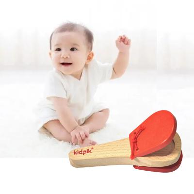 China Low Price Funny Sound Blocks Hand Grip Baby Music Enlightenment Noise Maker Wooden Clapper Toys for sale