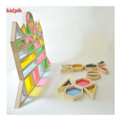 China Teaching Use-Big size Manufacturers Big Size Acrylic Wooden Building Stacking Geometry Blocks Preschool Educational Toys for sale