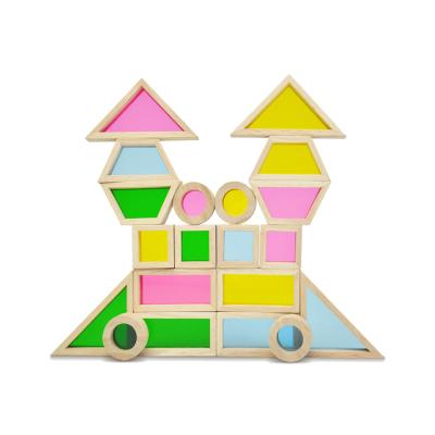 China Toy Kidpik 20pcs Acrylic Sensory Wooden Rainbow Building Block Educational Toys for sale