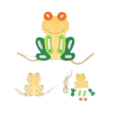 China 7pcs Children's Interactive Wooden Frog Funny Baby First Education Toys Animal Spinning Toy for sale