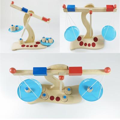 China Amazon Froebel Durable Educational Rubber Wooden Wooden Balance Weights Toys Scales For Kids for sale