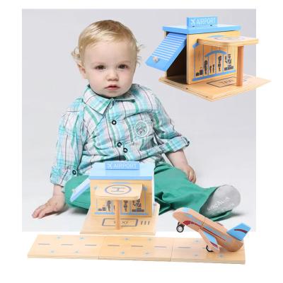 China Building Toy Retail Education Construction Airport Wooden Puzzle Toy (Include Plate) For Children for sale