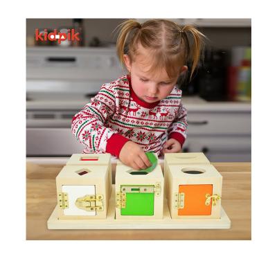 China Eductional Preschool Toys Sensory Cassette Tray Montessori Busy Board Educational Color Shape Match Lock Toys for Kids for sale