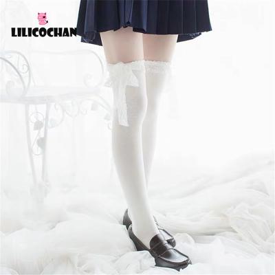 China Sexy Girls Lace Top Maid Lolita Stocking Womens Anime Cosplay Bondage Fun Thigh High Over The Knee Leg Warmer Sexy Gaiters Cotton Bangs Kawaii Style for sale