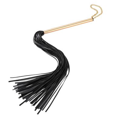 China SM Bondage Fun Gold Metal Grip Slave Spanking Fetish Flirting Sexy Tassel Whip Paddle for sale