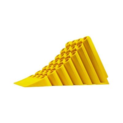 China Plastic No Bad Smell Truck Tire Stopper Wheel Chock Wheel Plastic Yellow Rubber Block for sale