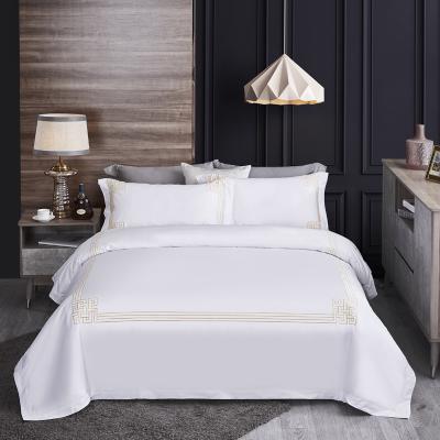 China Wholesale cheap white hotel bed linen 100 cotton bed sheets bedding set bed cover for sale