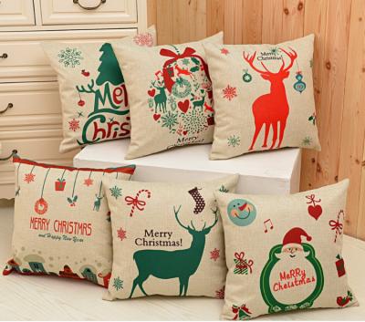 China wholesale merry Christmas linen throw pillow cushion covers for sale