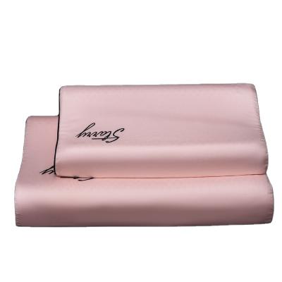 China Customized Fabric Embroidery LOGO Memory Pillow Satin Pillowcase with Hidden Zipper for sale