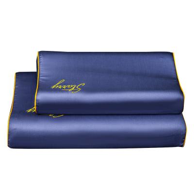 China Solid Color Customized Fabric Embroidery LOGO 60S Satin Cotton Latex Pillow Pillowcase for sale