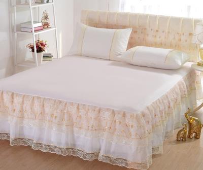 China Beautiful korean style 3 layers lace bed sheet bedspread bed skirt for sale