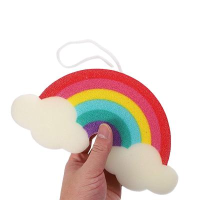 China EXFOLIATE Kids Bath Shower Loofah Sponge Rainbow Bean Bag Shower Balls Body Scrubber Exfoliator for sale