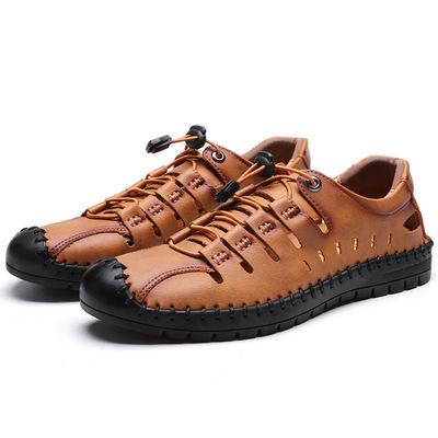 China 2021Summer deodorization beach shoes for men hollow out casual leather dress men sandals shoes for sale