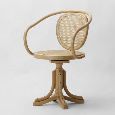 China Adjustable cane office chair (from rattan the other) KVJ-1727 wooden swival adjustable chair natural color for sale