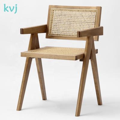 China KVJ-9085B Traditional Restaurant Pierre Jeanneret Beech Wood Rattan Chair for sale