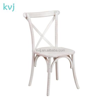 China Solid Wood Vintage French Style Crossback Chair Vintage Chair White Wood KVJ-7002-9 for sale