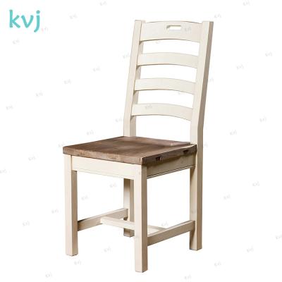 China KVJ-7701 Solid Wood Solid Rustic White Solid Wood America Dining Chair Rustic Wood Chair for sale