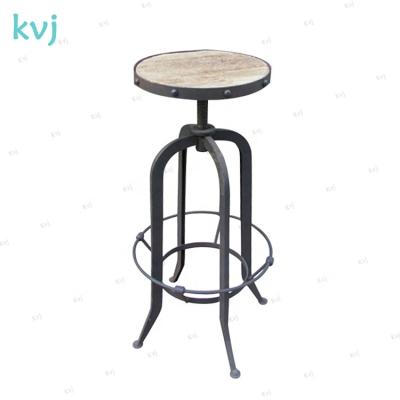 China Modern Antique Rustic Vintage Industrial Stool KVJ-7649 Style Swival Bar Stool for sale