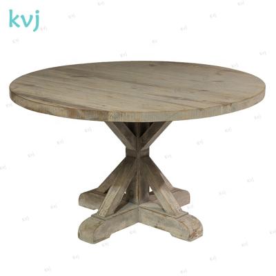 China KVJ-7241 Traditional Rustic Wood Round Table Reclaimed 10 Seater Repurposed Dining Table for sale