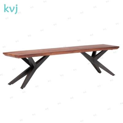 China Modern Industrial Rustic Metal Legs Wood Top Dining Bench KVJ-8018 for sale