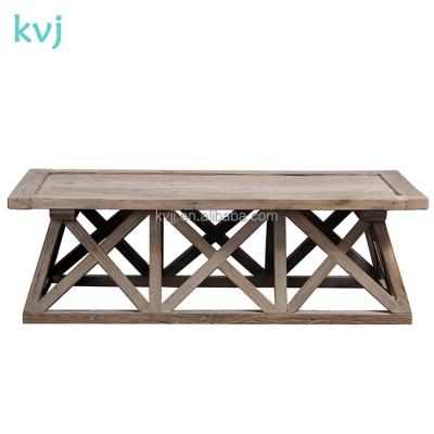 China KVJ-7334 Solid Wood Antique Style Carved Recycled Wood Coffee Table for sale