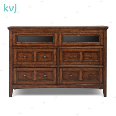 China KVJ-7937 America Country Cabinet Wooden Chest of Drawers Dark Brown Solid Wood for sale