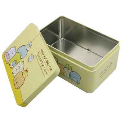 China Hot Sales Recyclable Black Rectangular Stickers Tin Can, Custom Tin Can Packaging For Painting, Gift Card Tin Can With Embossed Lid for sale