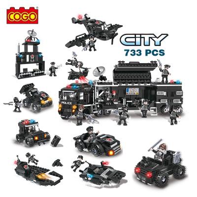 China Building Toy COGO 733 PCS Police 8 In 1 Deformation Bricks Hit Cities Trucks Building Blocks Educational Sets For Kids for sale