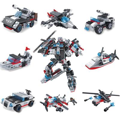 China Educational Building Toy COGO Assembly Building Blocks Aircraft Carrier Model 8 in 2 Deformation Robot Battle Bricks Toy for Children for sale