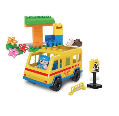 China Kindergarten Bus Station Big Building Toy COGO Preschool Educational Bricks Building Block Bricks Toys For Children for sale