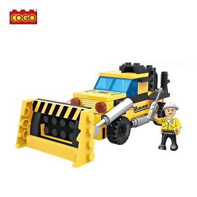 China Plastic Educational Construction Toy COGO Building Block Bulldozer Car Bricks Engineer Kids Gift Toys For Children for sale