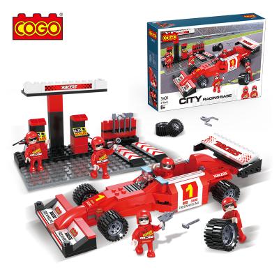 China Toy COGO 218 PCS Plastic Educational DIY Building Brick Model Pullback Creative Play Set Racing Cars Building Block Car Toys For Children for sale